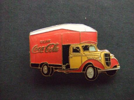 Coca Cola oldtimer bestelauto gele voorkant